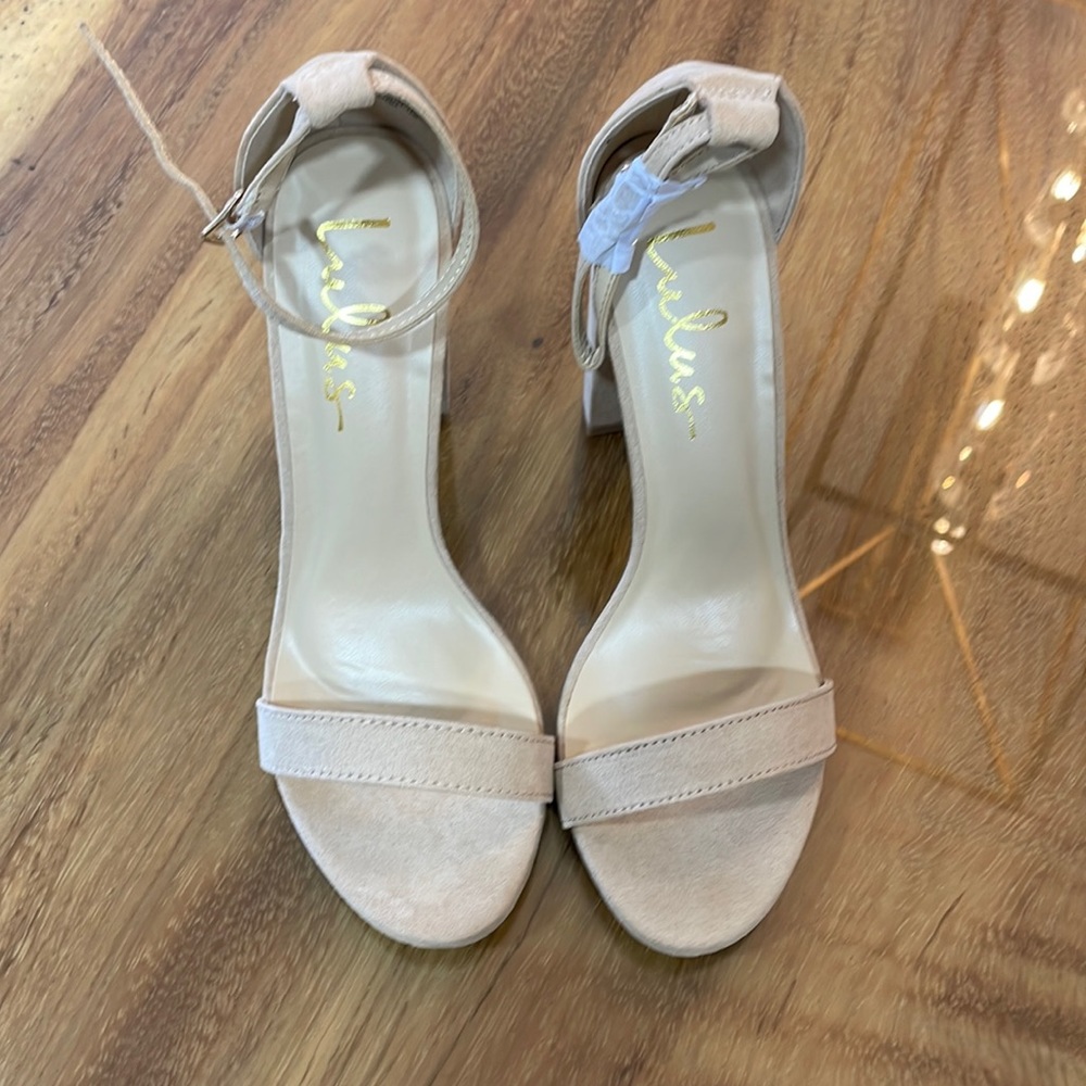 NIB Lulu’s Taylor high heel sandal. Color: natural. Size women’s 7
